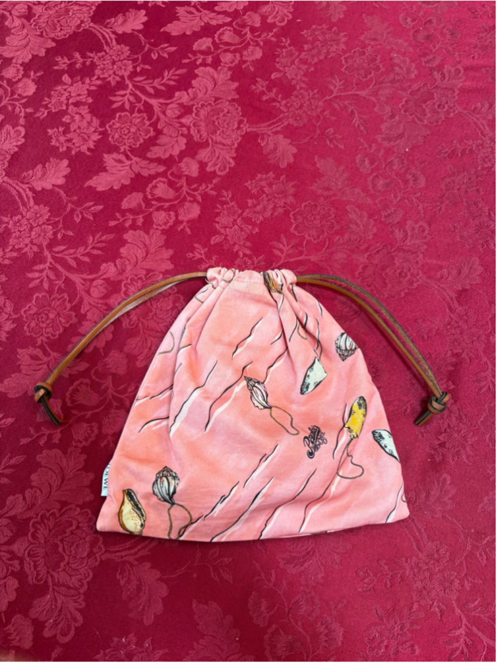 Loewe Pink & Brown Canvas Paula's Ibiza Cosmetic Bag With Seashell Motif - Picture 4 of 6